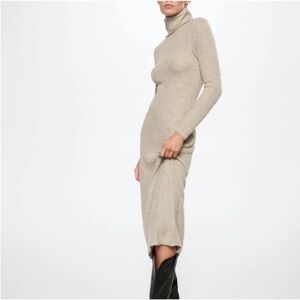MANGO Knit Turtleneck Midi Dress